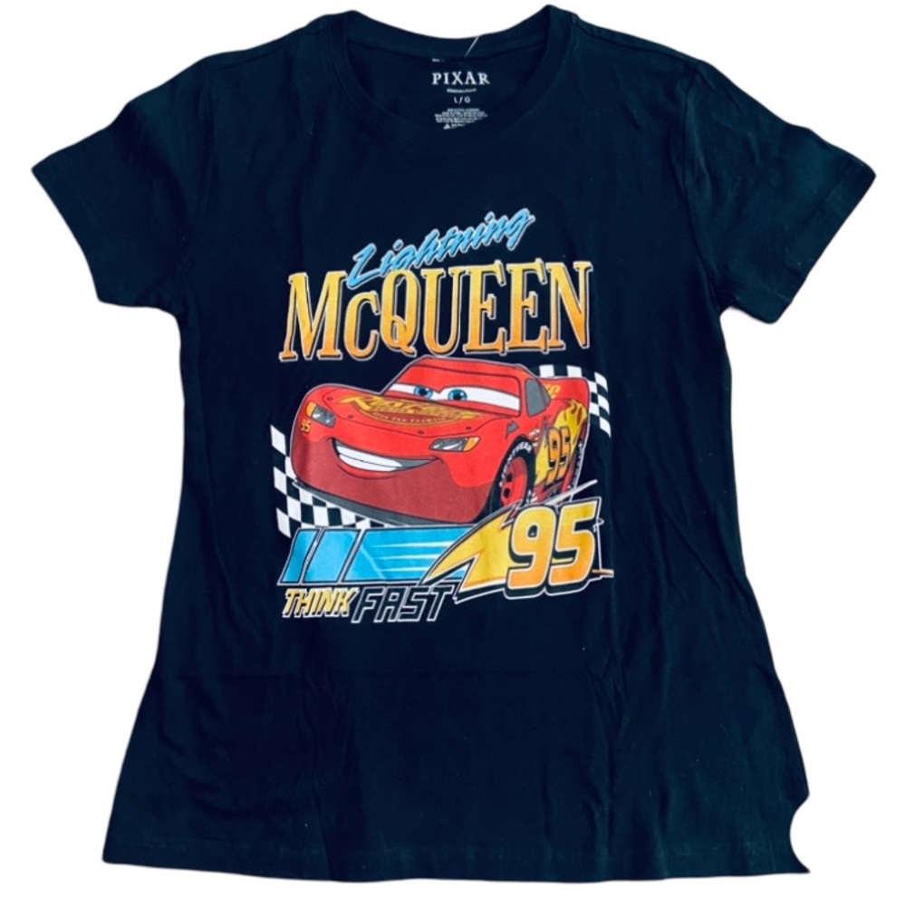 Black Short Sleeve Tee featuring Lightning McQueen